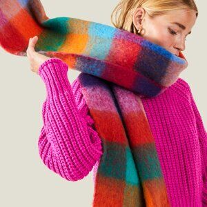 On 34th Bright Check Blanket Scarf Wrap